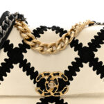 Calfskin Crochet Medium Chanel 19 Flap White Black - Image 8