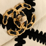 Calfskin Crochet Medium Chanel 19 Flap White Black - Image 11