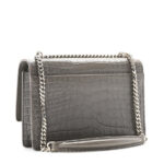 Calfskin Crocodile Embossed Monogram Sunset Chain Wallet Fog - Image 4
