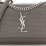 Calfskin Crocodile Embossed Monogram Sunset Chain Wallet Fog - Image 7