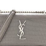Calfskin Crocodile Embossed Monogram Sunset Chain Wallet Fog - Image 9