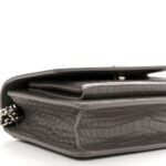 Calfskin Crocodile Embossed Monogram Sunset Chain Wallet Fog - Image 8