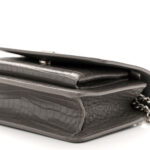 Calfskin Crocodile Embossed Monogram Sunset Chain Wallet Fog - Image 9