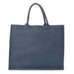 Calfskin Embossed Large Book Tote Blue - Image 4