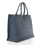 Calfskin Embossed Large Book Tote Blue - Image 3