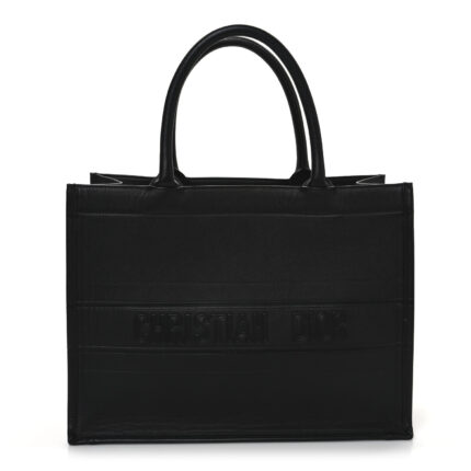 Calfskin Embossed Medium Book Tote Black