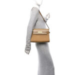 Calfskin Nubuk Suede Crocodile Embossed Manhattan Baguette Dark Ocra - Image 2