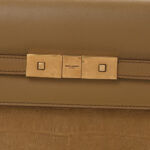 Calfskin Nubuk Suede Crocodile Embossed Manhattan Baguette Dark Ocra - Image 8