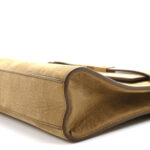Calfskin Nubuk Suede Crocodile Embossed Manhattan Baguette Dark Ocra - Image 10