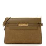 Calfskin Nubuk Suede Crocodile Embossed Manhattan Baguette Dark Ocra