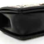 Calfskin Pearl Chevron Medium Boy Flap Black - Image 9