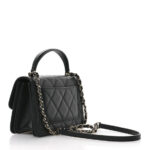Calfskin Quilted Small Top Handle Flap Black - Image 11