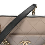 Calfskin Stitched Button Up Camera Case Pink Black - Image 10