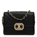 Calfskin Strass Quilted Mini Flap Black