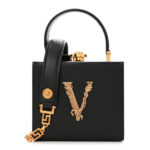 Calfskin Virtus Square Shoulder Bag Black - Image 11