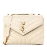 Calfskin Y Quilted Monogram Small Loulou Chain Satchel Crema Soft