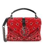 Canvas Bandana Matelasse Chevron Medium College Bag Red - Image 4