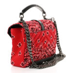 Canvas Bandana Matelasse Chevron Medium College Bag Red - Image 2