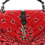 Canvas Bandana Matelasse Chevron Medium College Bag Red - Image 8