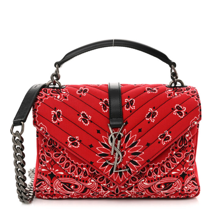 Canvas Bandana Matelasse Chevron Medium College Bag Red - Image 1