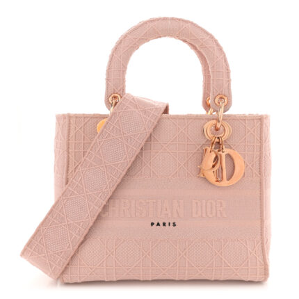 Canvas Embroidered Cannage Medium Lady D-Lite Bois de Rose
