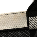 Canvas Embroidered Checkered Book Tote Black White - Image 11