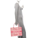 Canvas Embroidered Medium Dioriviera Toile De Jouy Book Tote Peony Pink - Image 2