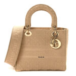 Canvas Embroidered Medium Lady D-Lite Beige