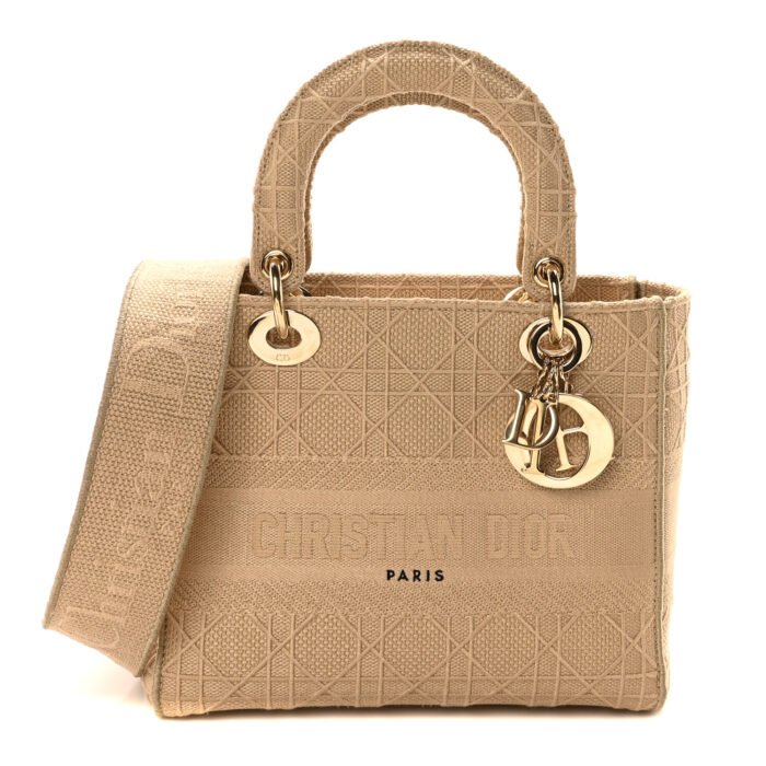 Canvas Embroidered Medium Lady D-Lite Beige - Image 1