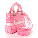 Canvas Toile De Jouy Reverse Embroidered Medium Lady D-Lite Fluorescent Pink - Image 7