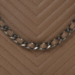 Caviar Chevron Quilted Boy Wallet On Chain WOC Dark Beige - Image 7
