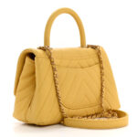 Caviar Chevron Quilted Mini Coco Handle Flap Yellow - Image 3