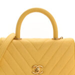 Caviar Chevron Quilted Mini Coco Handle Flap Yellow - Image 8