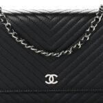 Caviar Chevron Quilted Wallet On Chain WOC Black - Image 9