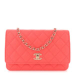 Caviar Quilted Bow Wallet On Chain WOC Orange - Image 11