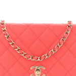 Caviar Quilted Bow Wallet On Chain WOC Orange - Image 7