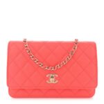 Caviar Quilted Bow Wallet On Chain WOC Orange