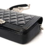 Caviar Quilted Boy Phone Holder Wallet On Chain Black - Image 11