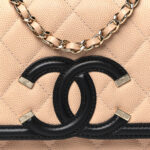 Caviar Quilted CC Filigree Wallet On Chain WOC Beige Black - Image 11