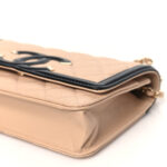 Caviar Quilted CC Filigree Wallet On Chain WOC Beige Black - Image 13