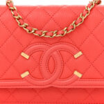 Caviar Quilted CC Filigree Wallet On Chain WOC Coral - Image 8