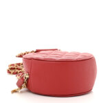 Caviar Quilted Chain Handle Round Clutch With Chain Bag Red - Image 3