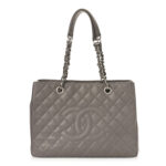 Caviar Quilted Grand Shopping Tote GST Light Grey