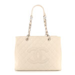 Caviar Quilted Grand Shopping Tote GST White