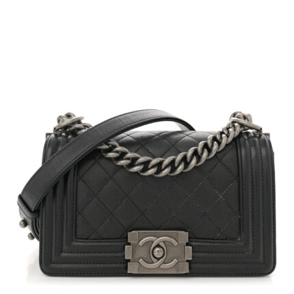 Caviar Quilted Small Boy Flap Black