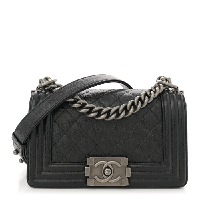 Caviar Quilted Small Boy Flap Black - Image 1