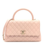 Caviar Quilted Small Coco Handle Flap Light Pink