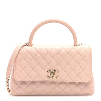 Caviar Quilted Small Coco Handle Flap Light Pink