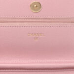 Caviar Quilted Studded CC Wallet on Chain WOC Light Pink - Image 5
