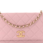 Caviar Quilted Studded CC Wallet on Chain WOC Light Pink - Image 8